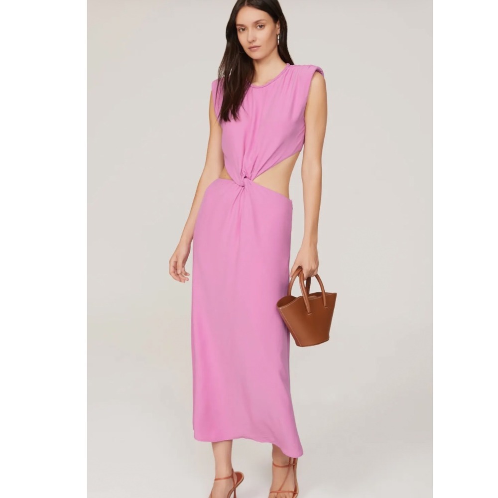 Scotch & Soda Park In Bloom Pink Twisted Cutout Midi Dress Size 2 NEW